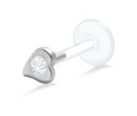 Heart Shaped Stone Set Labret Silver LA-60-1